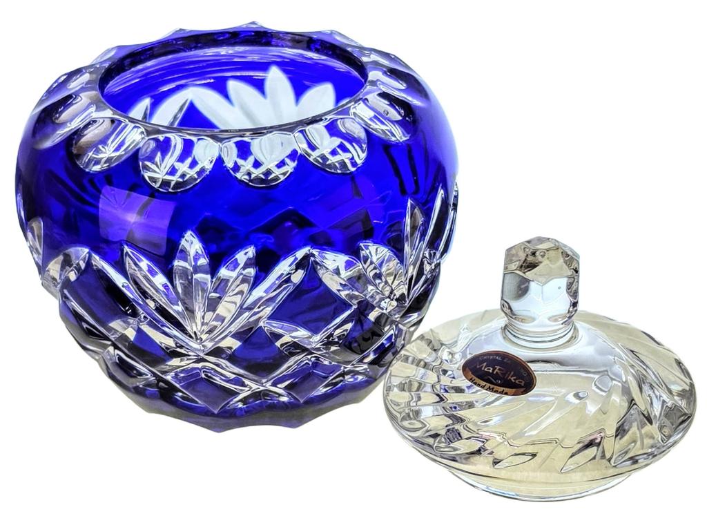 Cobalt Crystal Sugar Bowl 8 Pineapple
