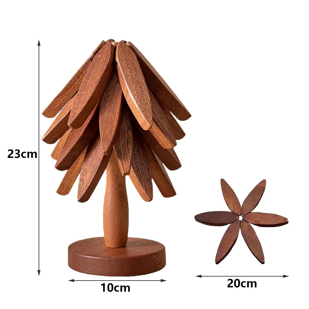 Набор деревянных подставок под горячее с 4 деревянными подставками + 1 подставка (Ореховое дерево)