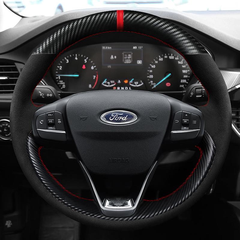 DIY Car Steering Wheel Cover 100% Fit For Ford Focus 4 Fiesta 17-19 Tourneo 2018 New Focus Car Accessories
