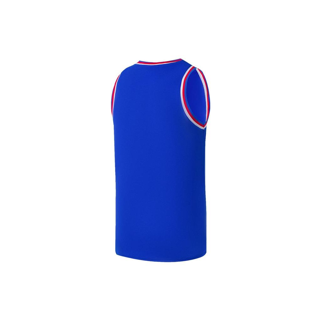 Li Ning Professional Basketball Series Logo Print Striped Round Neck Basketball Vest And Shorts Set Men Sportswear Blue AATS003-11