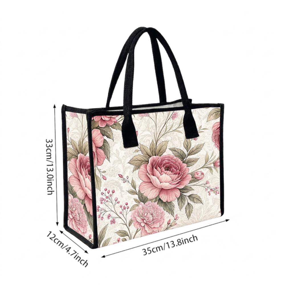 Elegant Floral Print Tote Bag for Women Fashion Casual Large Capacity Handbag for Daily Use Shopping Travel Shoulder Bag