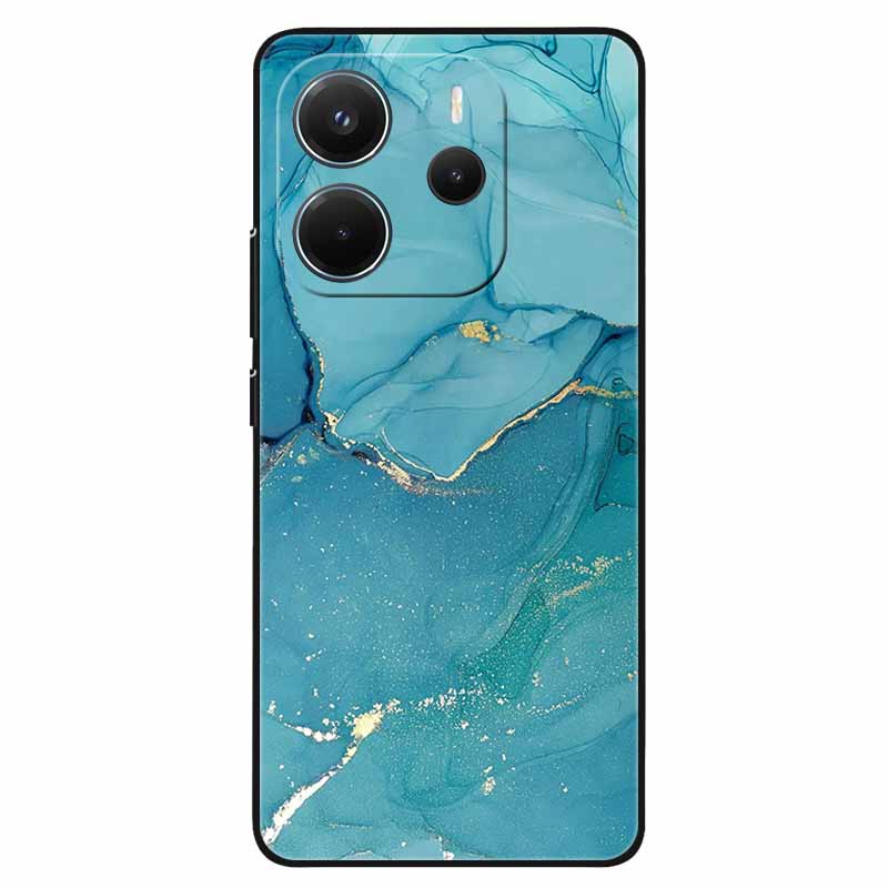 For Redmi Note 14 4G Case Marble Soft TPU Black Phone Cases for Xiaomi Redmi Note 14 5G Global Silicon Cover On Note14 2025 Capa