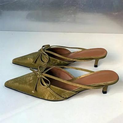 Роскошные дизайнерские шлепанцы с бантом, женские, сексуальные, с острым носком, на низком каблуке, сандалии-слайды, летние мюли, лоферы, женские сандалии