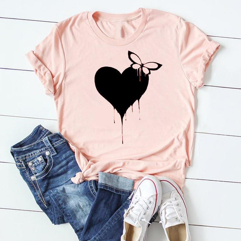 (Азиатский размер) Женская футболка с короткими рукавами и принтом стрекозы и одуванчика, летняя модная футболка, женская одежда, повседневная футболка с графическим рисунком