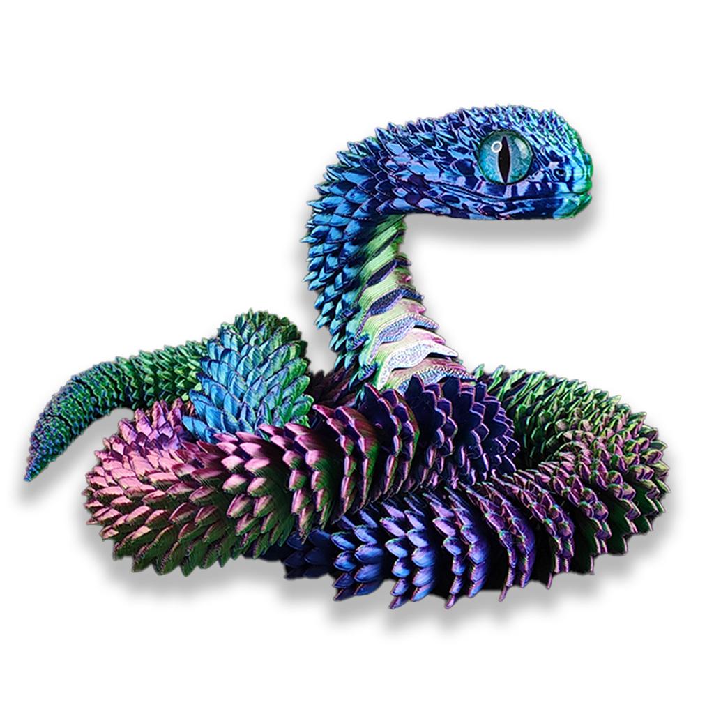 60Cm 3D Printed Snake Rotatable Joints Snake Figurines Creative Home Office Desktop Crafts Ornament New Year Crafts Gift