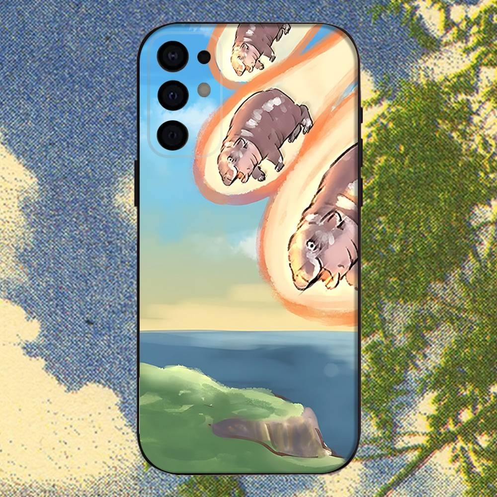 Чехол для телефона Moo Deng Hippo для Samsung S25, S24, S21, S22, S23, S30, Ultra, S20, Plus, Fe, Lite, Note, 10, 9, 5G Черный
