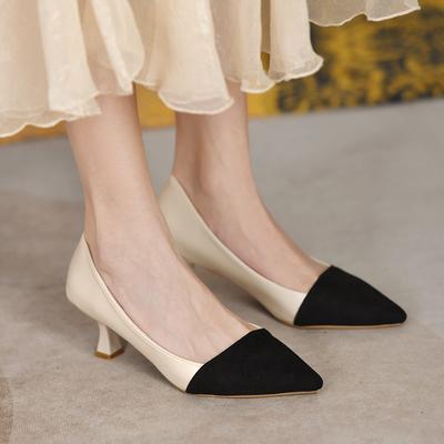 Модные качественные женские туфли-лодочки 2025 Весна Смешанные цвета Женская обувь Неглубокие туфли-лодочки Сексуальный острый носок Высокий каблук Горячая распродажа Офисные туфли для леди