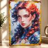 Fantasy Woman Portrait D Texture Metal Poster Customized Wall Art Tin Sign Gift for Mancave Funny Signs Bedroom Stuff Wand Deko