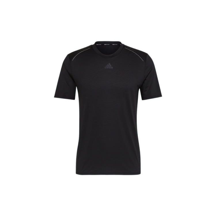 adidas Однотонный логотип с круглым вырезом, быстросохнущая спортивная футболка, мужские топы, черные HL8794