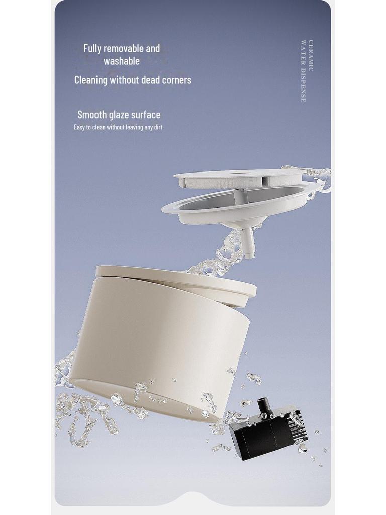 Керамический фонтанчик для кошек с бесшумным циркуляционным фильтром