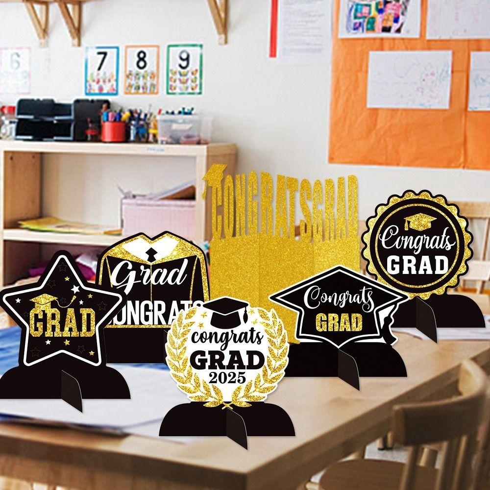 Celebrate Graduation Desktop Ornament Black Gold GRAD Theme Decor  Party Favors