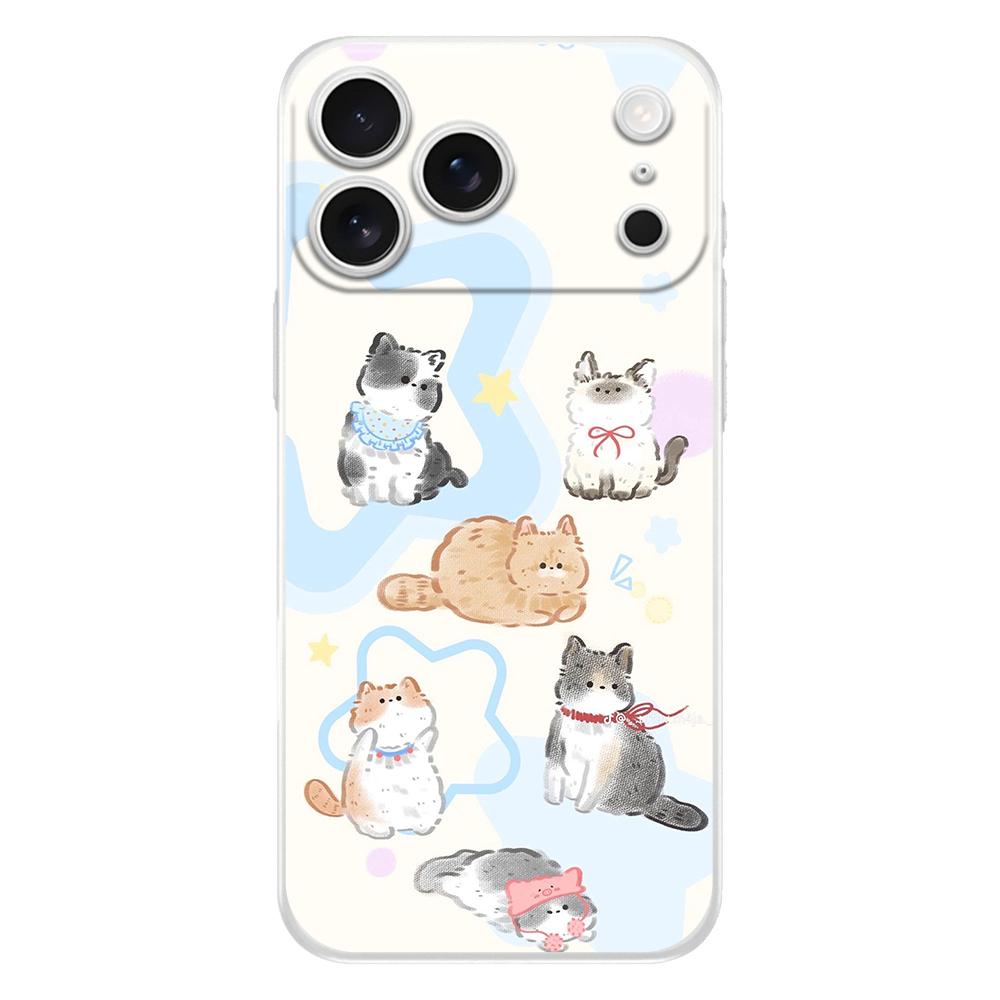 Мягкий прозрачный чехол из ТПУ для телефона iPhone 17 Air 16E 16 11 15 14 Pro MAX 12 13 7 8 Plus SE Пасхальный чехол Защита Кот Рыбалка