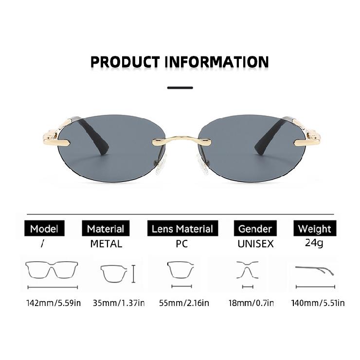 Frameless Cut-Edge Sunglasses, Trendy Metal Spring-Clip Women's Sunglasses