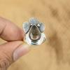 Natural Smokey Quartz Gemstone Solitaire Adjustable Ring 925 Silver For Girls