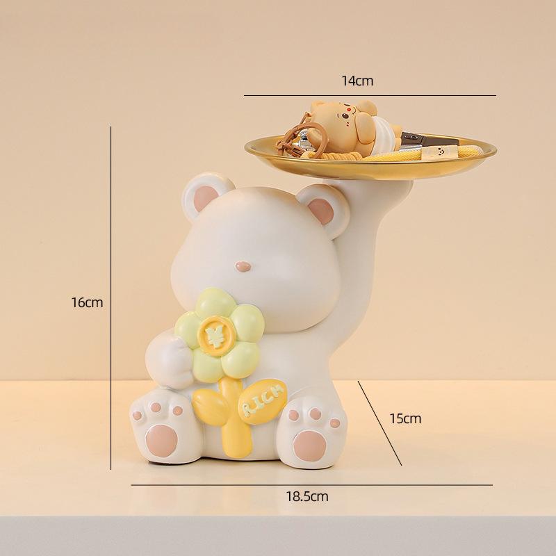 Креативный, милый и богатый цветочный медведь, входная дверь, хранилище ключей, смоляные украшения, украшение для рабочего стола, гостиная, подарок на новоселье