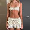 Летний кружевной элегантный комплект из 2 предметов, женский новый купальник Kawai, сексуальный купальник, женский однотонный дизайн без рукавов, костюм для пляжной вечеринки, шикарные костюмы