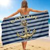 1Pc Nautical Anchor Captain Theme Beach Towel, Quick Dry, Multi-Use for Beach Pool Gym Yoga Home Travel, Christmas, Halloween, Xmas Gift M928580