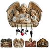 Wall Mount Key Holder Wooden Carving Jesus Themed Key Organizer Multi-purpose Home Office Entryway Decorative Key Hanger Rack