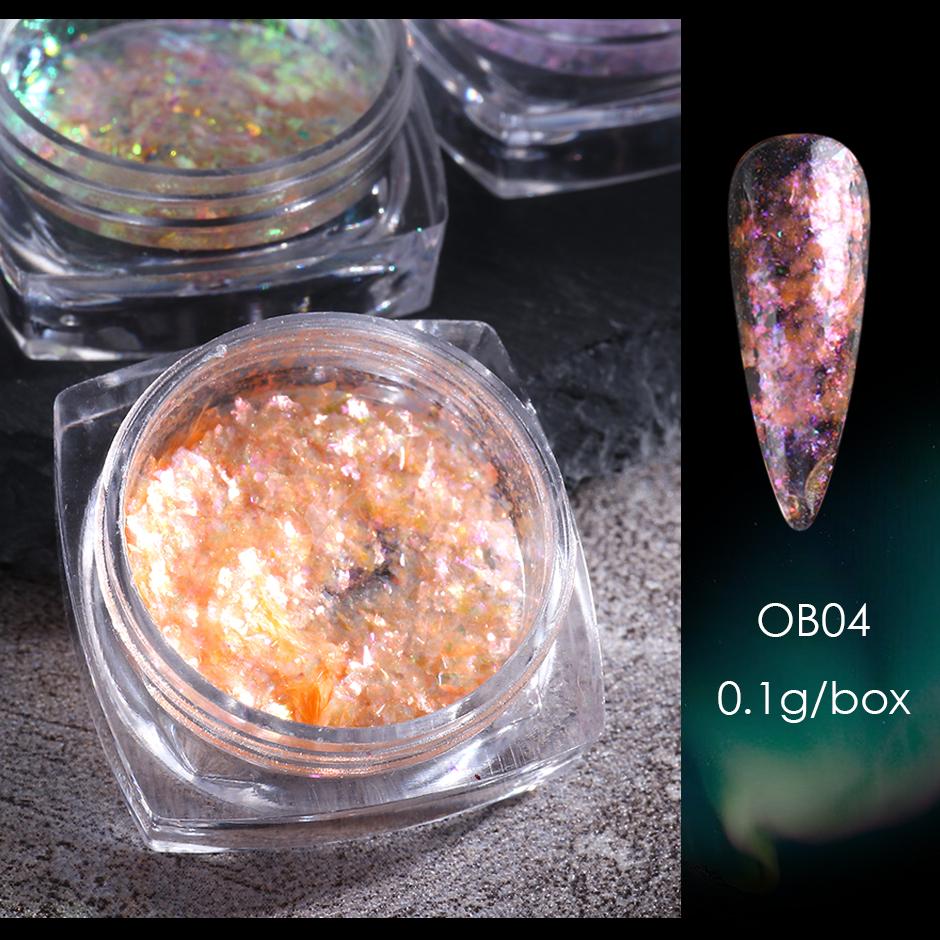 1 коробка Aurora Opal Flakes, блестящие блестки для ногтей, блестящие пайетки, украшение для дизайна ногтей