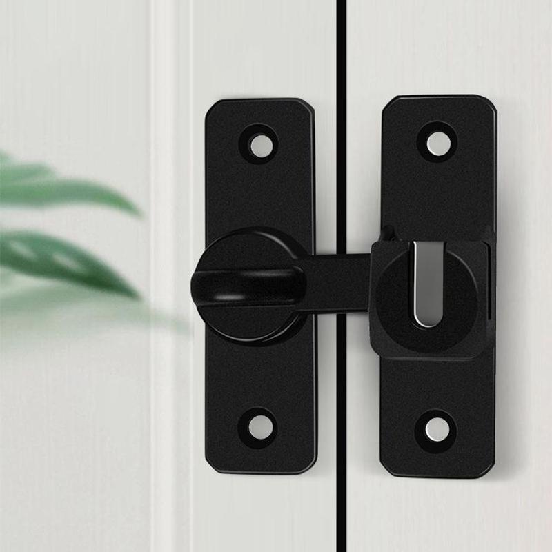 Punch-Free Hasp Latch Door Lock Black Cabinet Locks Kids Safety Lock Barn Door Sliding Door Anti-Pried Hook Lock Hardware