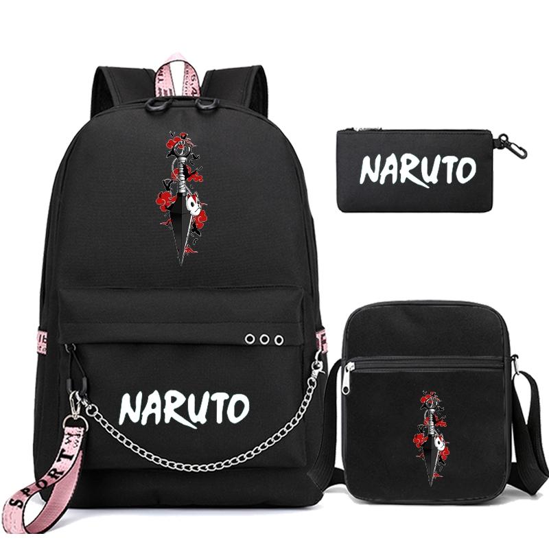 3 шт./компл. рюкзак аниме «Наруто» для мальчиков и девочек, школьная сумка, школьный рюкзак Kawaii, сумка для мужчин и женщин, дорожная сумка для отдыха