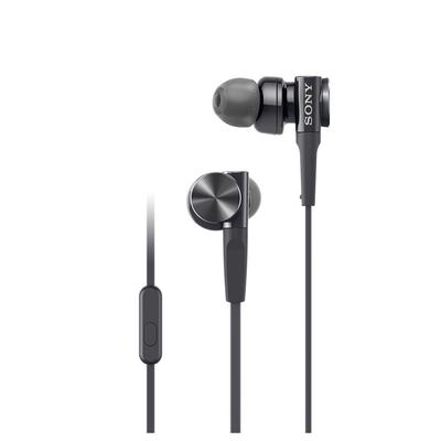 Sony B Наушники с глубоким пультом и черные MDR-XB75AP Внутриканальные басы, Микрофон,