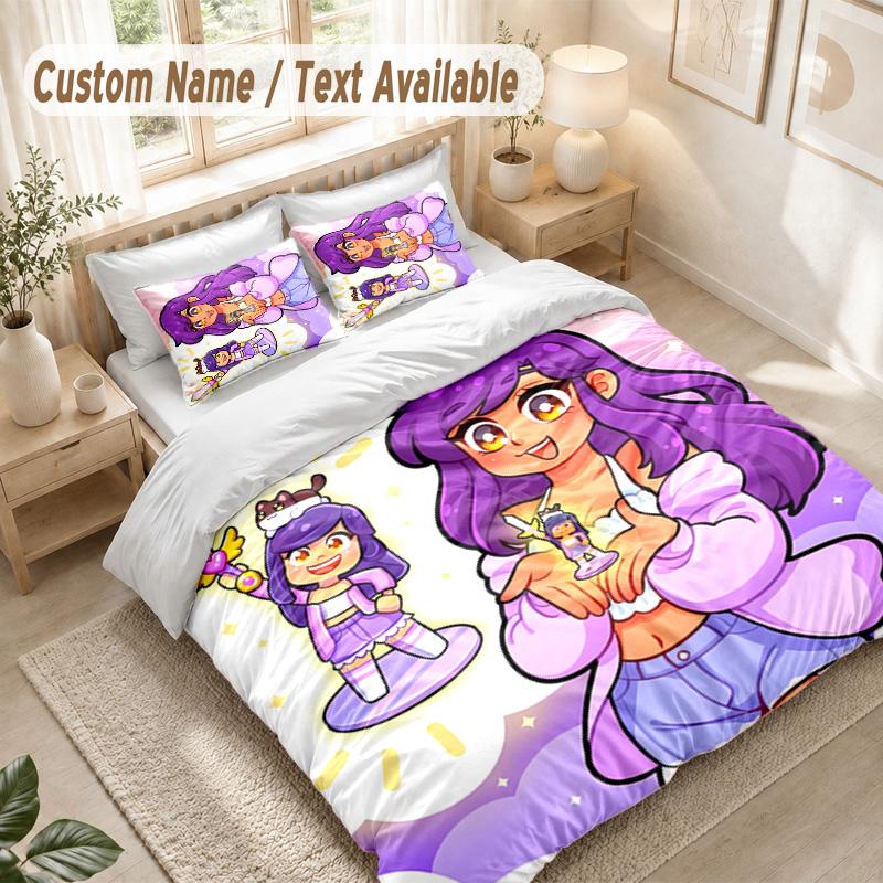 Aphmau Bedding Set, 1 Duvet Cover & 2 Pillowcases Soft Comfortable Bedroom Home Textile Decor