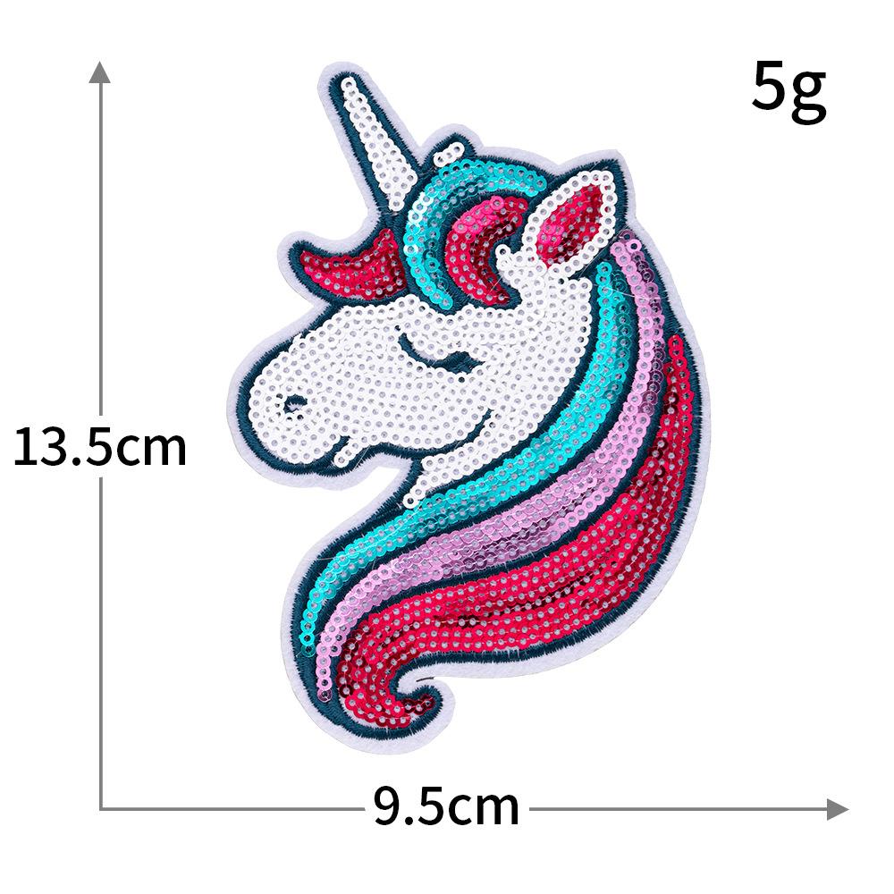 Sequin Pegasus Unicorn Computer Embroidery Cute Cartoon Pony Embroidery Cloth Sticker Clothes Decoration Badge Sticker