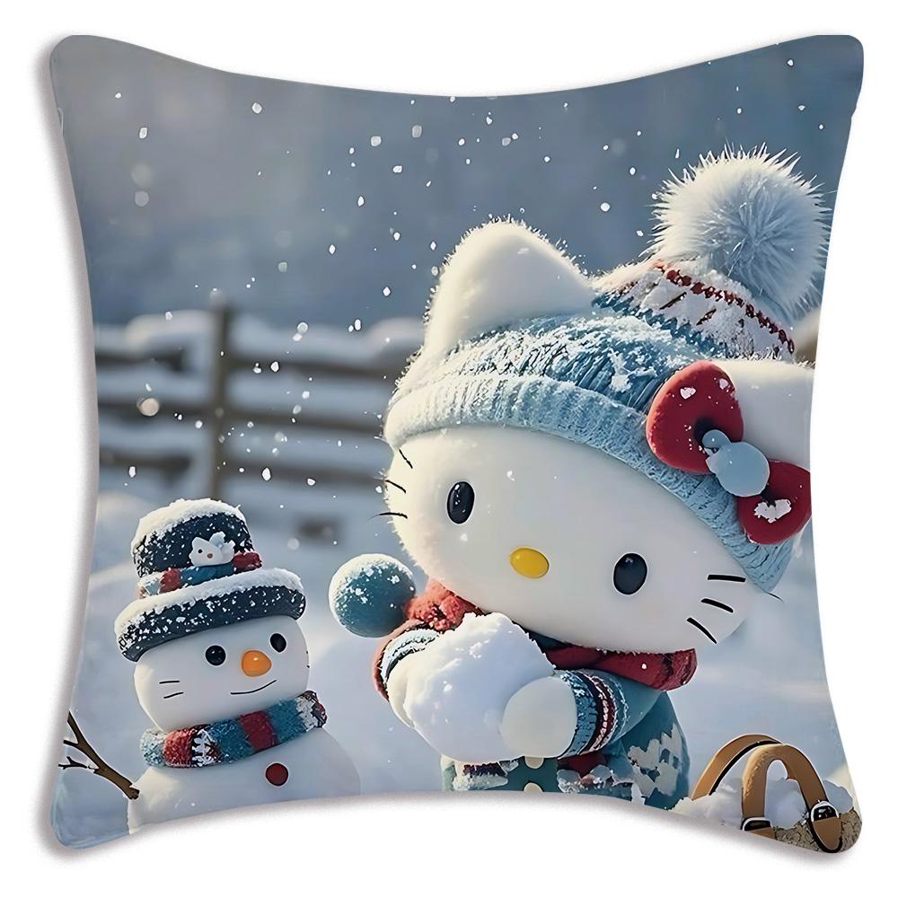 Cute Pink Hello Kitty Cartoon Pillowcase, Sofa Decoration Home Decor Double-Sided Printed Cute Cushion Cover