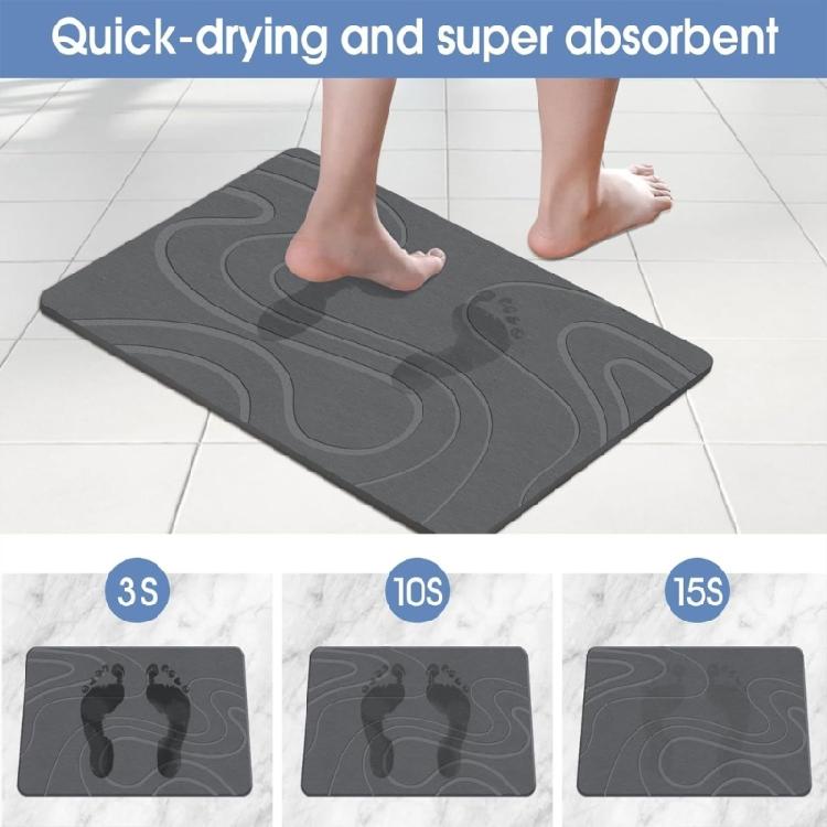 Absorbent  Bath Mat, Antislip Diatomite Quick Dry Floor Covering for Bathroom Comfort Bathroom Mat Various Size