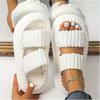 Chic Plush Double-Strap Slippers - Comfy Non-Slip Sole, Open-Toe Design - Stylish Indoor Footwear