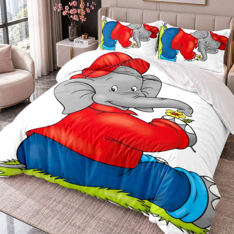 Benjamin Blümchen 3Pcs Bedding Set Duvet Cover With Two Pillowcases For Bedroom Home Decoration