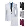 2Pcs/Set Men Solid Color Business Workwear Lapel Long Sleeve Single-breasted Blazer Slim Fit Mid-rise Long Pants Set