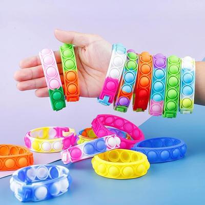 10 шт., силиконовый браслет для снятия стресса с пузырьками в мире, игрушка для снятия стресса, красочный силиконовый браслет, игрушка для взрослых и детей