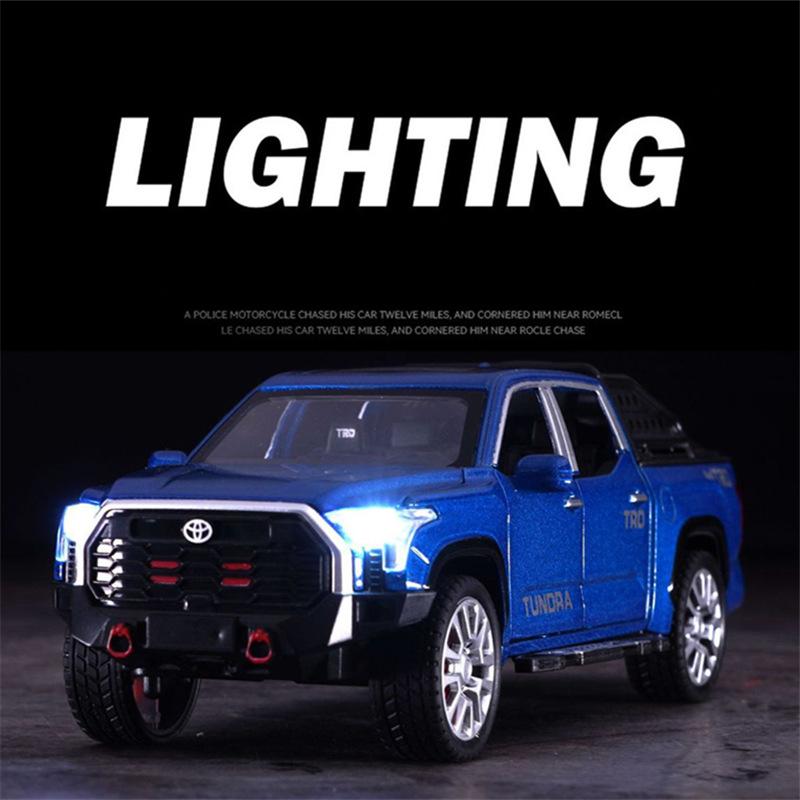 1/32 Toyota Tundra Alloy Pickup Модель автомобиля Литой металлический игрушечный внедорожник Модель автомобиля Высокая имитация Звук и свет Детские подарки