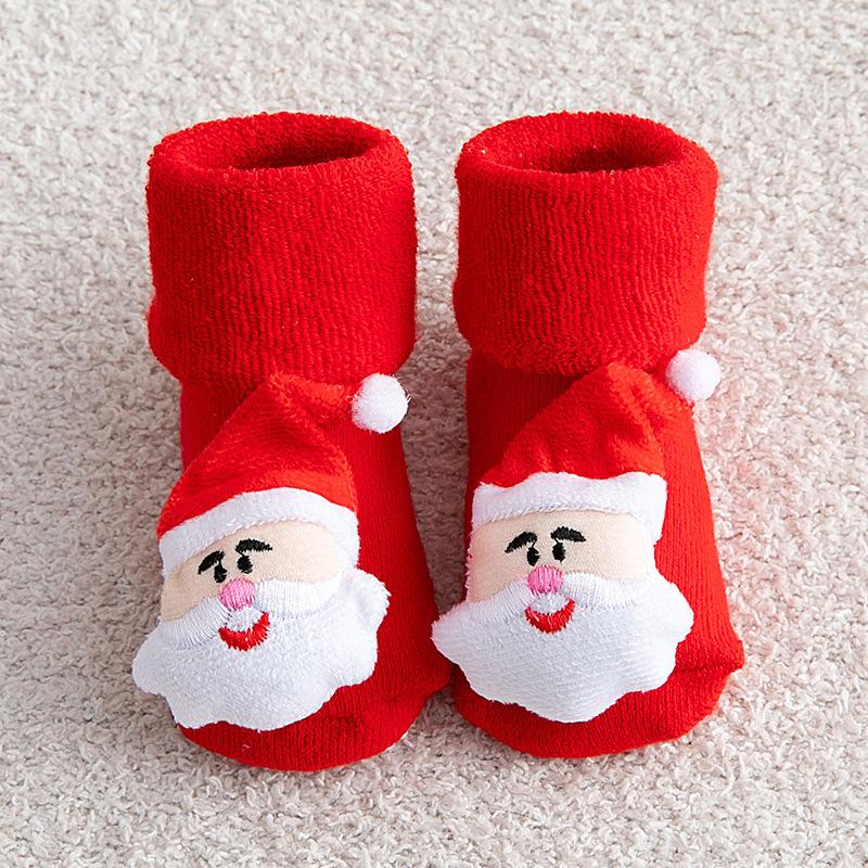 Children's Socks For Newborns Girls Boys Baby Anti-slip Child Plus Thick Terry Warm Winter Cute Christmas Socks For Kids 0-3Y