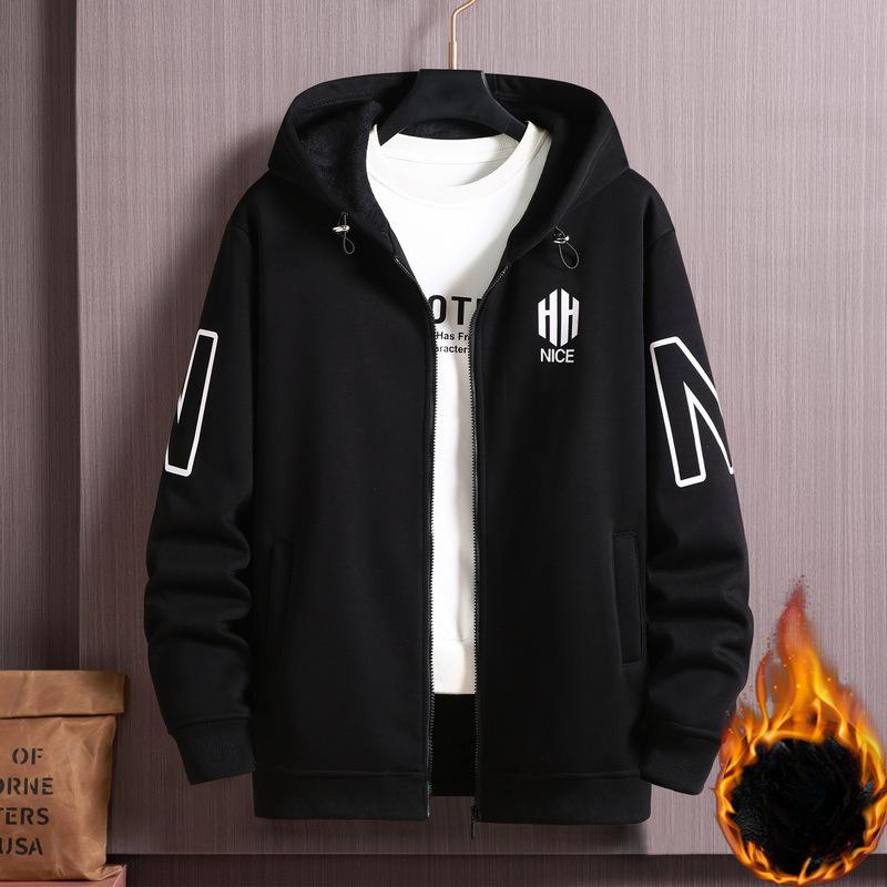 Мужская зимняя куртка на молнии 10XL Plus из бархата с утолщением, повседневная модная куртка с капюшоном, мужская одежда больших размеров, высококачественный универсальный топ черного цвета