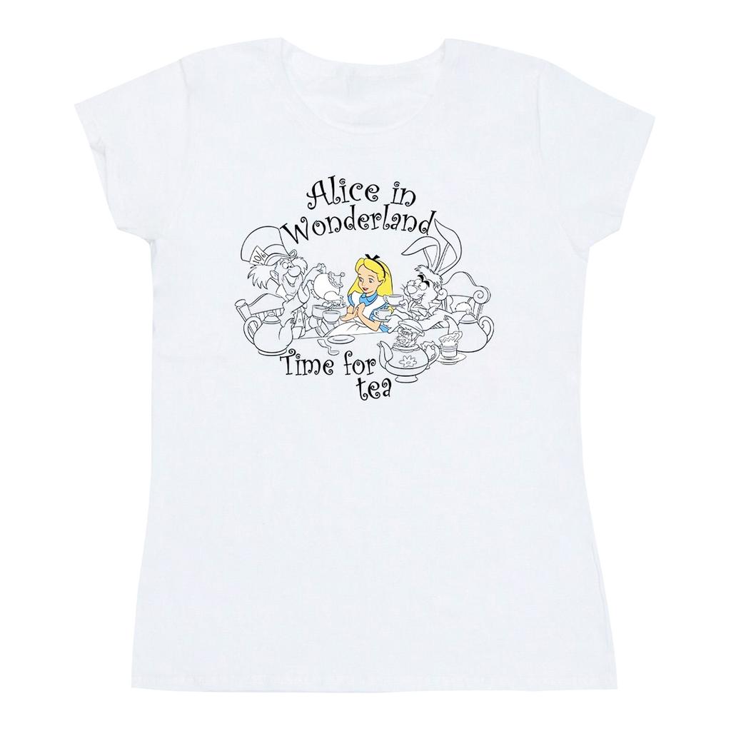 Disney Womens/Ladies Alice In Wonderland Time For Tea Cotton T-Shirt