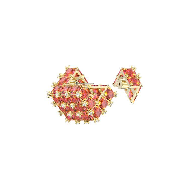 Swarovski Curiosa Одиночные квадратные клипсы для ушей, золотистый тон, женские клипсы для ушей, оранжевые 5599826
