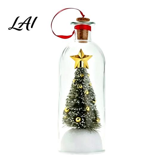 Glass Snow Decoration Recordable Christmas Message in A Bottle Voice Recording Holiday Keepsake with Exchange Gift Ideas Playback Cork Snowy