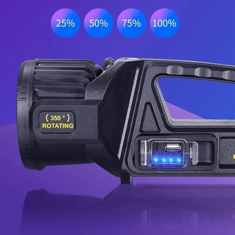 Портативный солнечный светодиодный фонарик COB рабочий свет USB перезаряжаемый водонепроницаемый ручной прожектор уличный прожектор для кемпинга