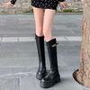 Черные длинные сапоги на тонкой и толстой подошве для женщин 2024 года, новые осенне-зимние сапоги в стиле рыцарского кроя