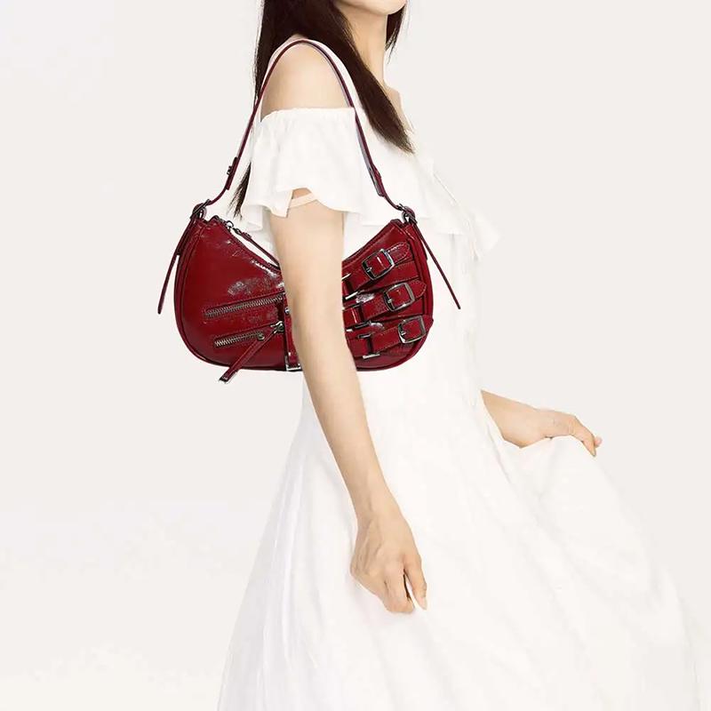 Yogodlns Ретро сумка на плечо для женщин, винтажная сумка из искусственной кожи с ремешком подмышки, регулируемая сумка для подмышек, эстетичная дизайнерская сумка, сумка-шоппер