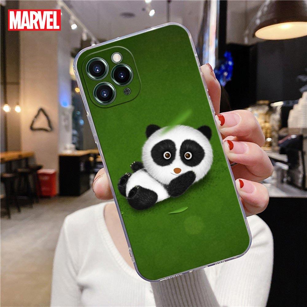 Прозрачный чехол для телефона с изображением китайского малыша панды для Apple iPhone 13 12 11 mini Pro Max XS X XR 7 8 Plus SE, милые чехлы, чехол Lazy Bear