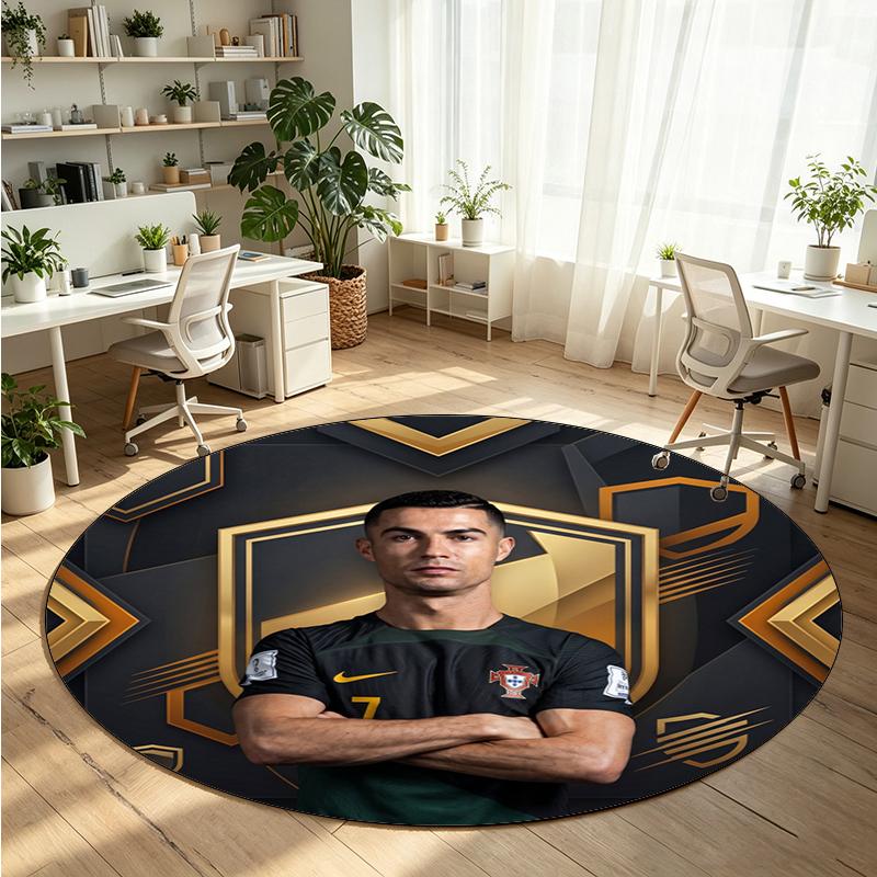 Cristiano Ronaldo Printed Round Crystal Velvet Rug Soft Non Slip Floor Carpet For Bedroom Holiday Gift