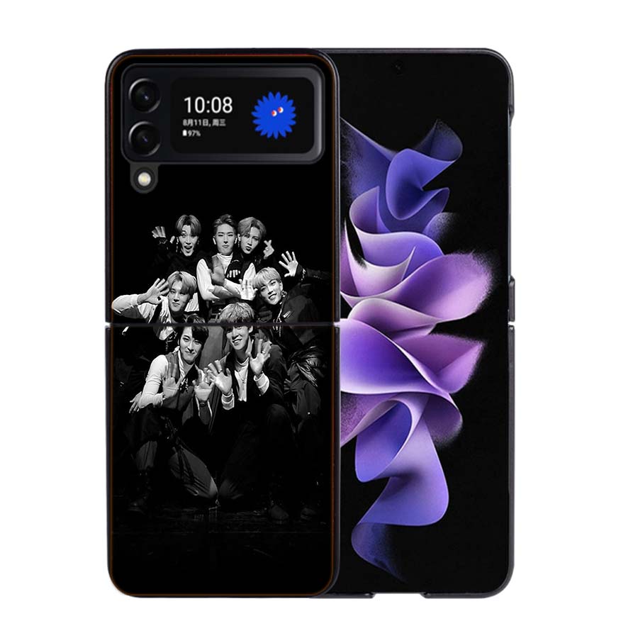 K-KPOP A-ATEEZ Чехол Case Для Samsung Galaxy Z Flip 7 6 Flip4 Flip5 Zflip3 Черный Жесткий Поликарбонатный Корпус Телефона Защитная Крышка
