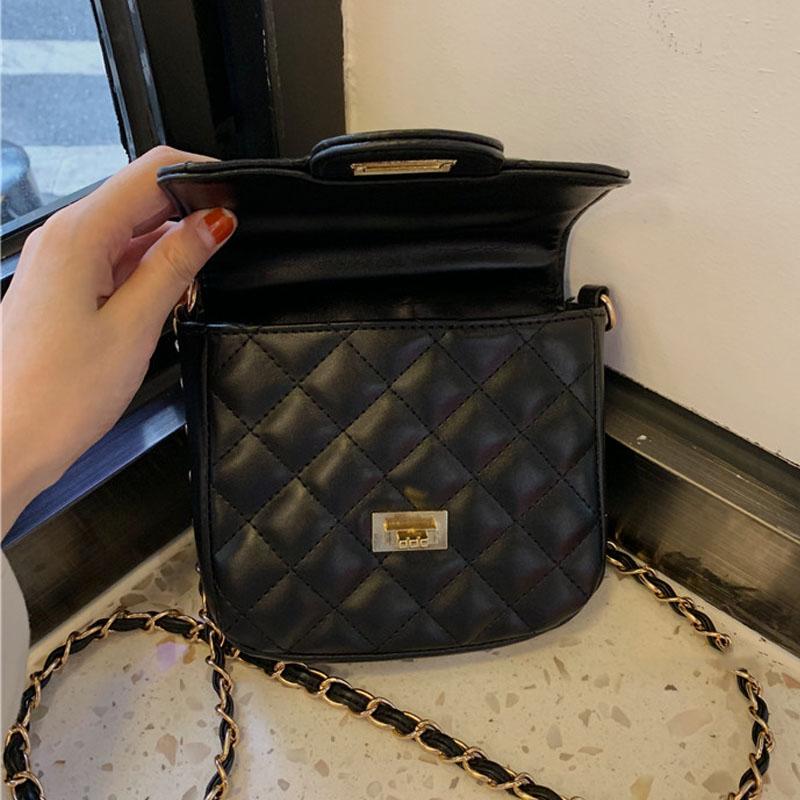 IELGY Женская сумка на одно плечо Mini Black Rhombus Универсальная модная цепочка через плечо
