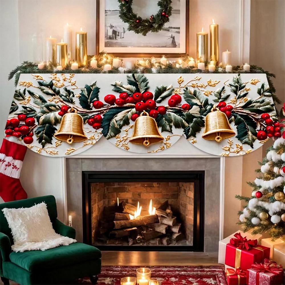 Non-slip Christmas Fireplace Mantel Stain-resistant Christmas Table Banner Party
