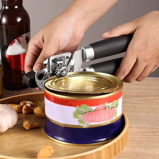Открывалка для консервных банок, гладкая открывалка для пива из нержавеющей стали, поворотная ручка, нескользящая ручка, открывалка для крышки для домашнего кухонного бара