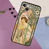 Alphonse Mucha Painted Case For iPhone 18 16 15 14 13 12 11 Pro Max Mini X XR XS Max 7 8 Plus 2 Bumper Cases Cover